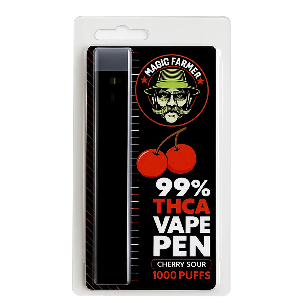 Köp THCA vape Cherry Sour – 99 % från Magic Farmer, laglig i Sverige