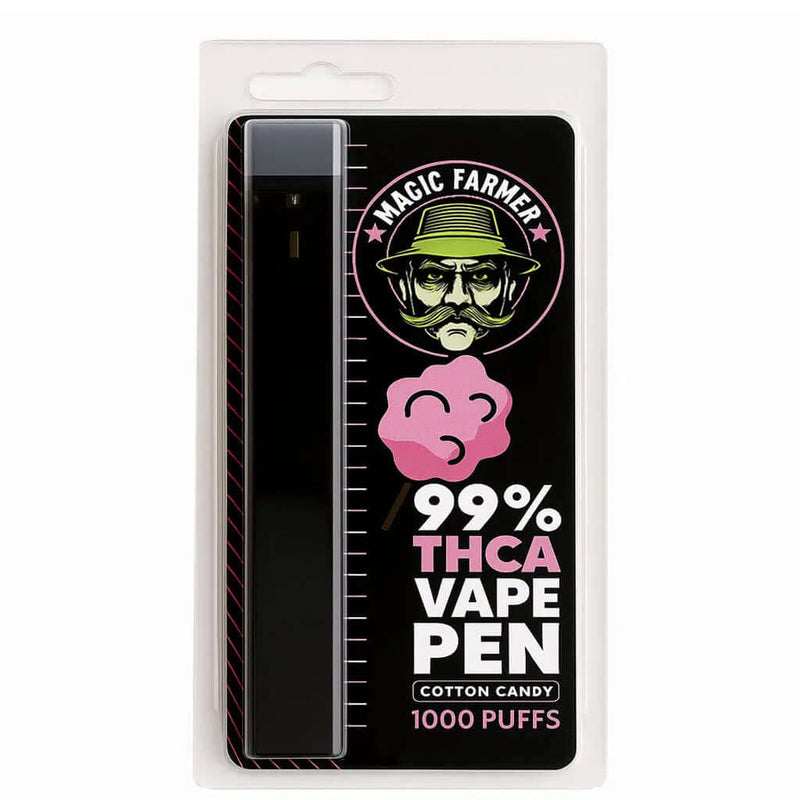 Köp THCA vape cotton candy  99.4% från Magic Farmer – 1000 puffar, testad & laglig i Sverige.