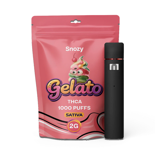 THCA vape Gelato 2ml från Snozy – laglig THCA i Sverige, 1000 puffar
