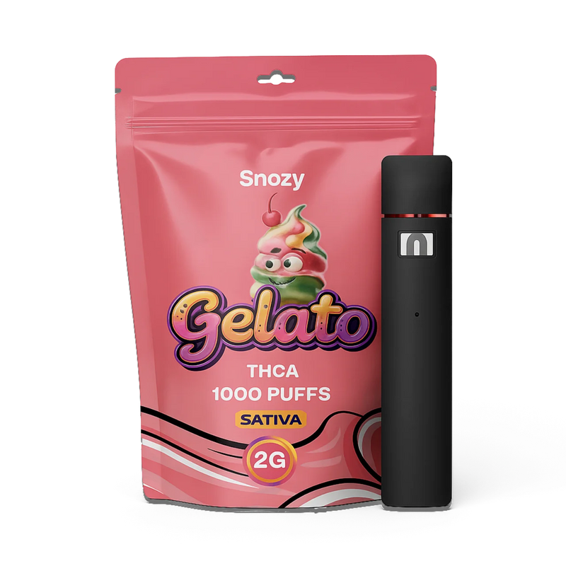 THCA vape Gelato 2ml från Snozy – laglig THCA i Sverige, 1000 puffar
