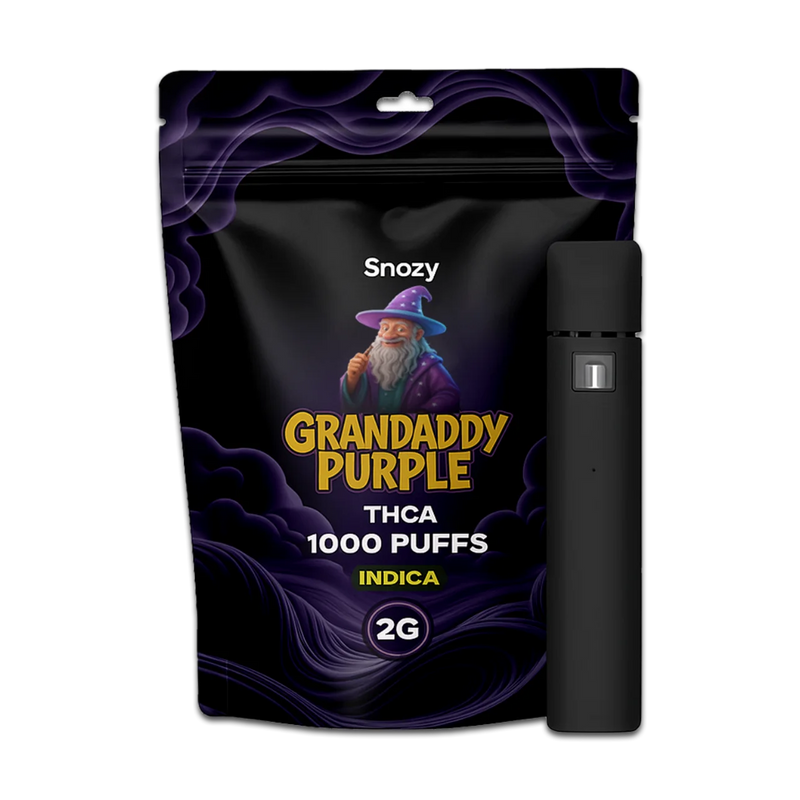 THCA vape Granddaddy Purple 2ml från Snozy – laglig THCA Sverige, köp THCA vape online
