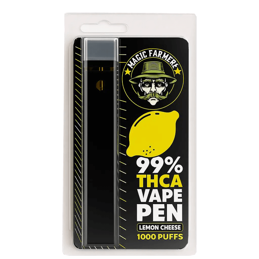 Köp THCA vape Lemon Cheese – 99 % från Magic Farmer, laglig i Sverige