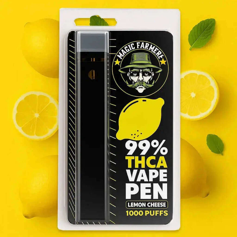 THCA vape pen Lemon Cheese 99 % – 1000 puffs med citrus och ostsmak, laglig i Sverige