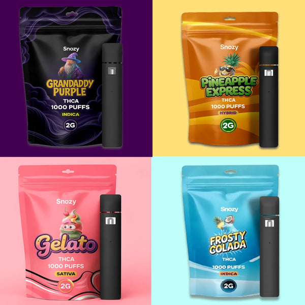 thca_vape_4_pack_snozy, indica, hybrid, indica och sativa